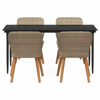 5-teiliges Garten-Esszimmer-Set Beige Poly Rattan