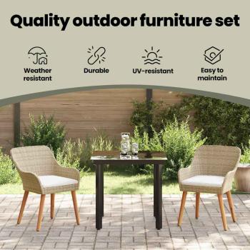 Garten Essgruppe mit Kissen 3 pcs Beige Poly-Rattan