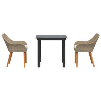 3-teiliges Garten-Essset Beige Poly Rattan