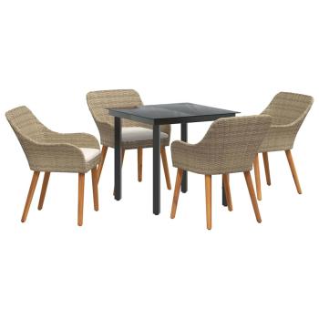 5-teiliges Garten-Esszimmer Set Beigefarbenes Poly-Rattan