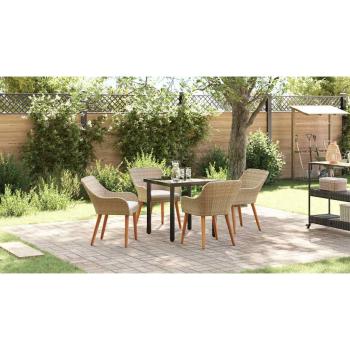 Garten Essgruppe mit Kissen 5 pcs Beige Poly-Rattan