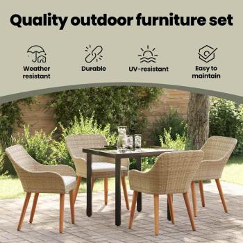 Garten Essgruppe mit Kissen 5 pcs Beige Poly-Rattan