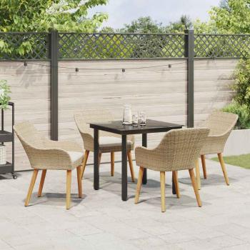 5-teiliges Garten-Esszimmer Set Beigefarbenes Poly-Rattan