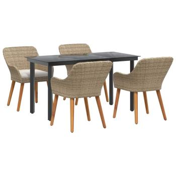 5-teiliges Gartentischset Beige Poly Rattan