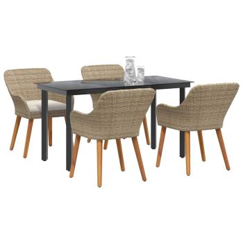 5-teiliges Gartentischset Beige Poly Rattan