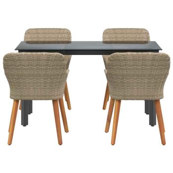 5-teiliges Gartentischset Beige Poly Rattan