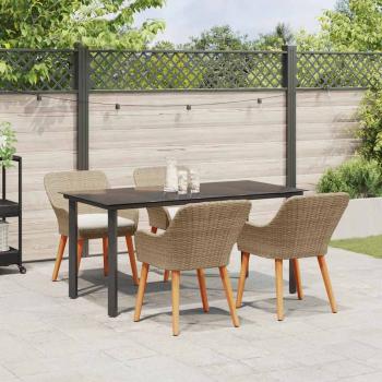 5-teilige Garten Essgruppe Beige Poly Rattan