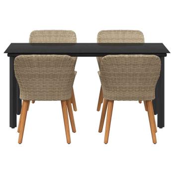 5-teilige Garten Essgruppe Beige Poly Rattan
