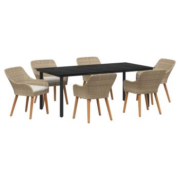7-teiliges Garten Essset Beige Poly Rattan