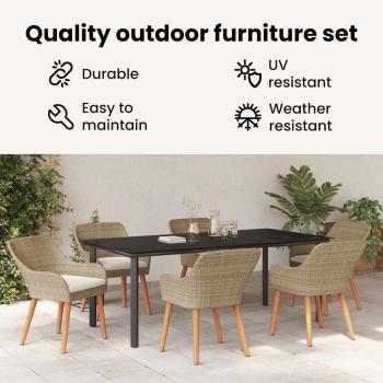 7-teiliges Garten Essset Beige Poly Rattan