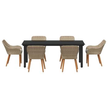 7-teiliges Garten Essset Beige Poly Rattan