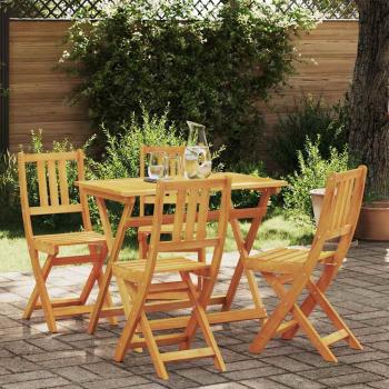 ARDEBO.de - 4-teiliges Faltbares Garten Bistro Set aus massivem Akazienholz, Faltbarer Gartentisch Rechteckig 100x55x75 cm aus massivem Akazienholz, Faltbare Gartenstühle 2 Stück 36x46x85 cm aus massivem Akazienholz