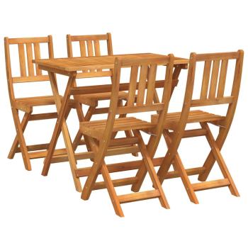 4-teiliges Faltbares Garten Bistro Set aus massivem Akazienholz, Faltbarer Gartentisch Rechteckig 100x55x75 cm aus massivem Akazienholz, Faltbare Gartenstühle 2 Stück 36x46x85 cm aus massivem Akazienholz