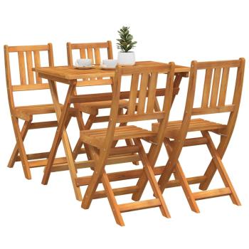 4-teiliges Faltbares Garten Bistro Set aus massivem Akazienholz, Faltbarer Gartentisch Rechteckig 100x55x75 cm aus massivem Akazienholz, Faltbare Gartenstühle 2 Stück 36x46x85 cm aus massivem Akazienholz