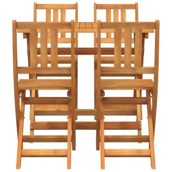 4-teiliges Faltbares Garten Bistro Set aus massivem Akazienholz, Faltbarer Gartentisch Rechteckig 100x55x75 cm aus massivem Akazienholz, Faltbare Gartenstühle 2 Stück 36x46x85 cm aus massivem Akazienholz