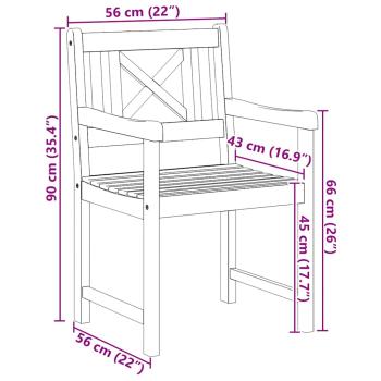 Gartenstühle 6 Stück 56x55.5x90 cm Massivholz Akazie, Gartenstühle 2 Stück 56x56x90 cm Massivholz Akazie