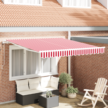 Automatische Einziehbare Markise Rot und Weiß 300x250 cm