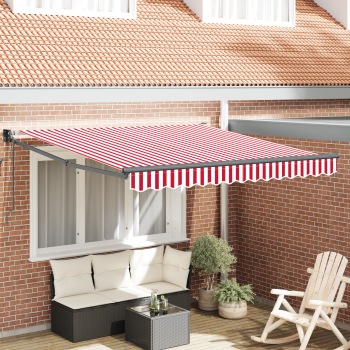automatische einziehbare Markise Rot und weiße Streifen 300x250 cm