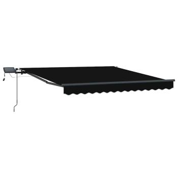 Manuelle einziehbare Markise mit LED Schwarz 300x250 cm, Markisen-Ersatzstoff für 3x2.5 m Rahmen Schwarz