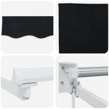 manuelle Einziehmarkise Schwarz 300x250 cm, Ersatzstoff für Markisenrahmen 3x2.5 m Schwarz