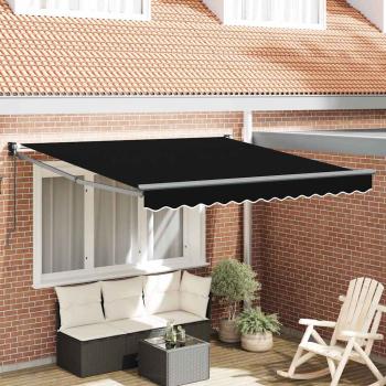 ARDEBO.de - Manuelle Einziehbare Markise Schwarz 300x250 cm, Markisen Ersatzstoff für 3x2,5 m Rahmen Schwarz
