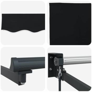 Manuelle Einziehbare Markise Schwarz 300x250 cm, Markisen Ersatzstoff für 3x2,5 m Rahmen Schwarz