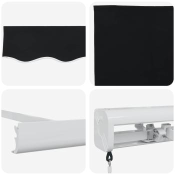 manuell einziehbare Markise Schwarz 300x250 cm, Markisenersatzstoff für 3x2,5 m Rahmen Schwarz