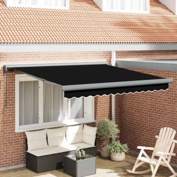 ARDEBO.de - Manuelle Einziehbare Markise Schwarz 300x250 cm, Markisenerneuerungstoff für 3x2.5 m Rahmen Schwarz