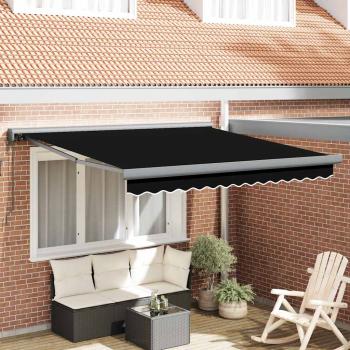 ARDEBO.de - Automatische einziehbare Markise Schwarz 300x250 cm, Markisen-Ersatzstoff für 3x2,5 m Rahmen Schwarz