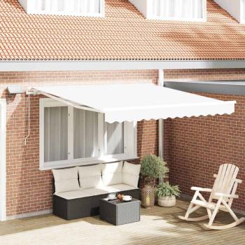 ARDEBO.de - Manuelle einziehbare Markise mit LED Weiß 300x250 cm, Markisen-Ersatzstoff für Gestell 3x2.5 m Weiß