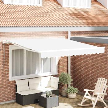 ARDEBO.de - Automatische Einziehbare Markise Weiß 300x250 cm, Markisenersatzstoff für 3x2.5 m Rahmen Weiß