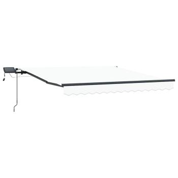 Manuelle Einziehbare Markise mit LED Weiß 300x250 cm, Markisen-Ersatzstoff für 3x2,5 m Rahmen Weiß