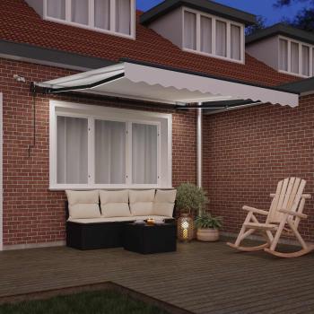 Automatische Einziehbare Markise mit LED Weiß 300x250 cm, Markisenersatzstoff für Rahmen 3x2.5 m Weiß