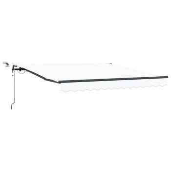 Automatische Einziehbare Markise mit LED Weiß 300x250 cm, Markisenersatzstoff für Rahmen 3x2.5 m Weiß
