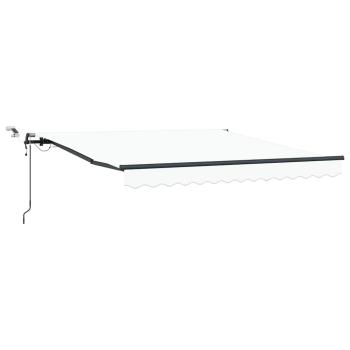 Automatische Einziehbare Markise mit LED Weiß 300x250 cm, Markisenersatzstoff für Rahmen 3x2.5 m Weiß