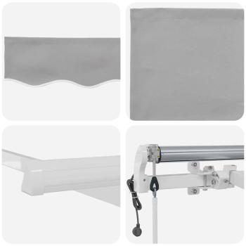 automatische einziehbare Markise Hellgrau 300x250 cm, Markisenersatzstoff für 3x2,5 m Rahmen Hellgrau