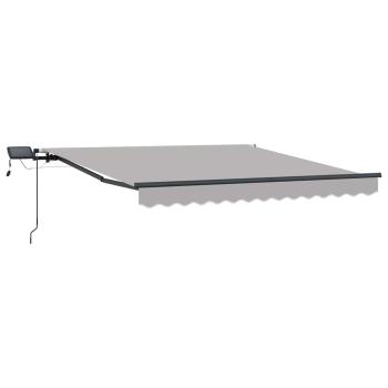 manuelle einziehbare Markise mit LED Hellgrau 300x250 cm, Markisenersatzstoff für 3x2,5 m Rahmen Hellgrau