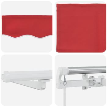 Manuelle Einziehbare Markise mit LED Rot 300x250 cm, Markisenersatzstoff für 3x2,5 m Rahmen Rot