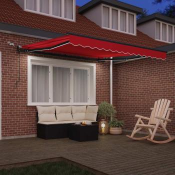 Automatische Einziehbare Markise mit LED Rot 300x250 cm, Markisen-Ersatzstoff für 3x2,5 m Rahmen Rot