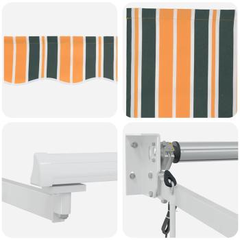 automatische einziehbare Markise Grün und Gelb 300x250 cm, Markisenersatzstoff für 3x2,5 m Rahmen Grün und Gelb