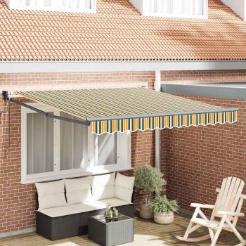 ARDEBO.de - Automatische einziehbare Markise Grün und Gelb 300x250 cm, Markisen-Ersatzgewebe für 3x2,5 m Rahmen Grün und Gelb