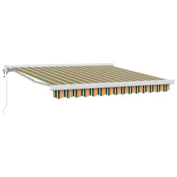Automatische einziehbare Markise Grün und Gelb 300x250 cm, Markisenersatzstoff für 3x2,5 m Rahmen Grün und Gelb