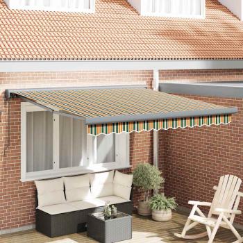 ARDEBO.de - Automatische einziehbare Markise Grün und Gelb 300x250 cm, Markisen Ersatzstoff für 3x2,5 m Rahmen Grün und Gelb