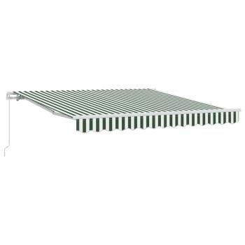 manuelle einziehbare Markise Grün und Weiß 300x250 cm, Markisen Ersatzstoff für 3x2,5 m Rahmen Grün und Weiß