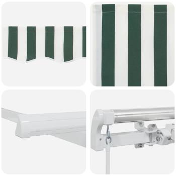 manuelle einziehbare Markise Grün und Weiß 300x250 cm, Markisen Ersatzstoff für 3x2,5 m Rahmen Grün und Weiß