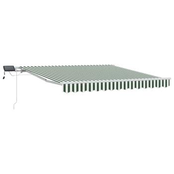 Manuelle Einziehbare Markise mit LED Grün und Weiß 300x250 cm, Markisenersatzstoff für 3x2,5 m Rahmen Grün und Weiß