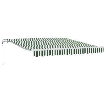Automatische Einziehbare Markise Grün und Weiß 300x250 cm, Markisenersatzstoff für Rahmen 3x2.5 m Grün und Weiß