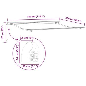 Automatische Einziehbare Markise Grün und Weiß 300x250 cm, Markisenersatzstoff für Rahmen 3x2.5 m Grün und Weiß