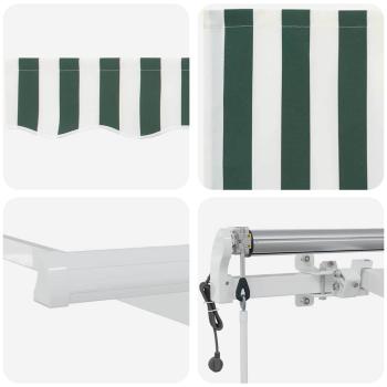 Automatische Einziehbare Markise Grün und Weiß 300x250 cm, Markisenersatzstoff für Rahmen 3x2.5 m Grün und Weiß