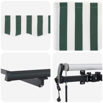 Automatische Einziehbare Markise Grün und Weiß 300x250 cm, Markisen-Ersatzstoff für 3x2.5 m Rahmen Grün und Weiß